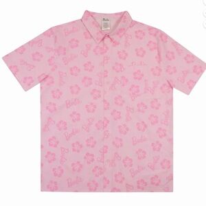 Barbie Floral Hawaiian Pink Button Down Shirt Men’s Medium